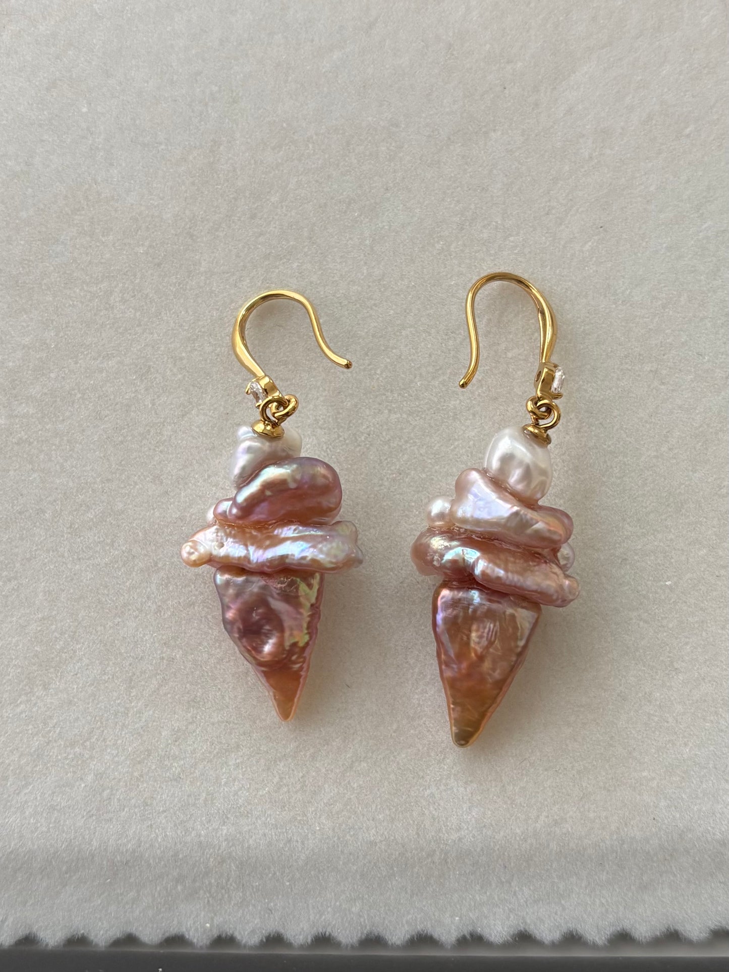 Handmade freshwater pearl ice cream earrings