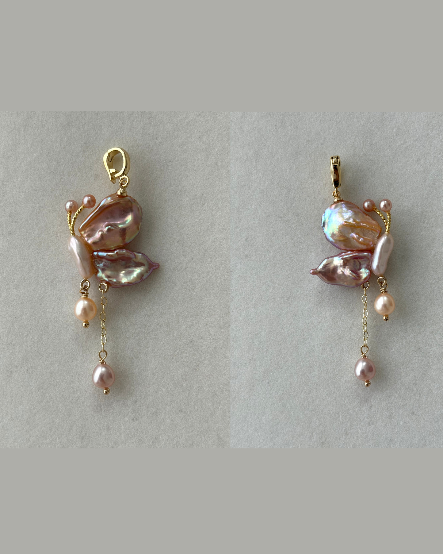Handmade freshwater pearl butterfly pendant