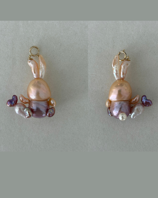 Handmade freshwater pearl bunny pendant 2