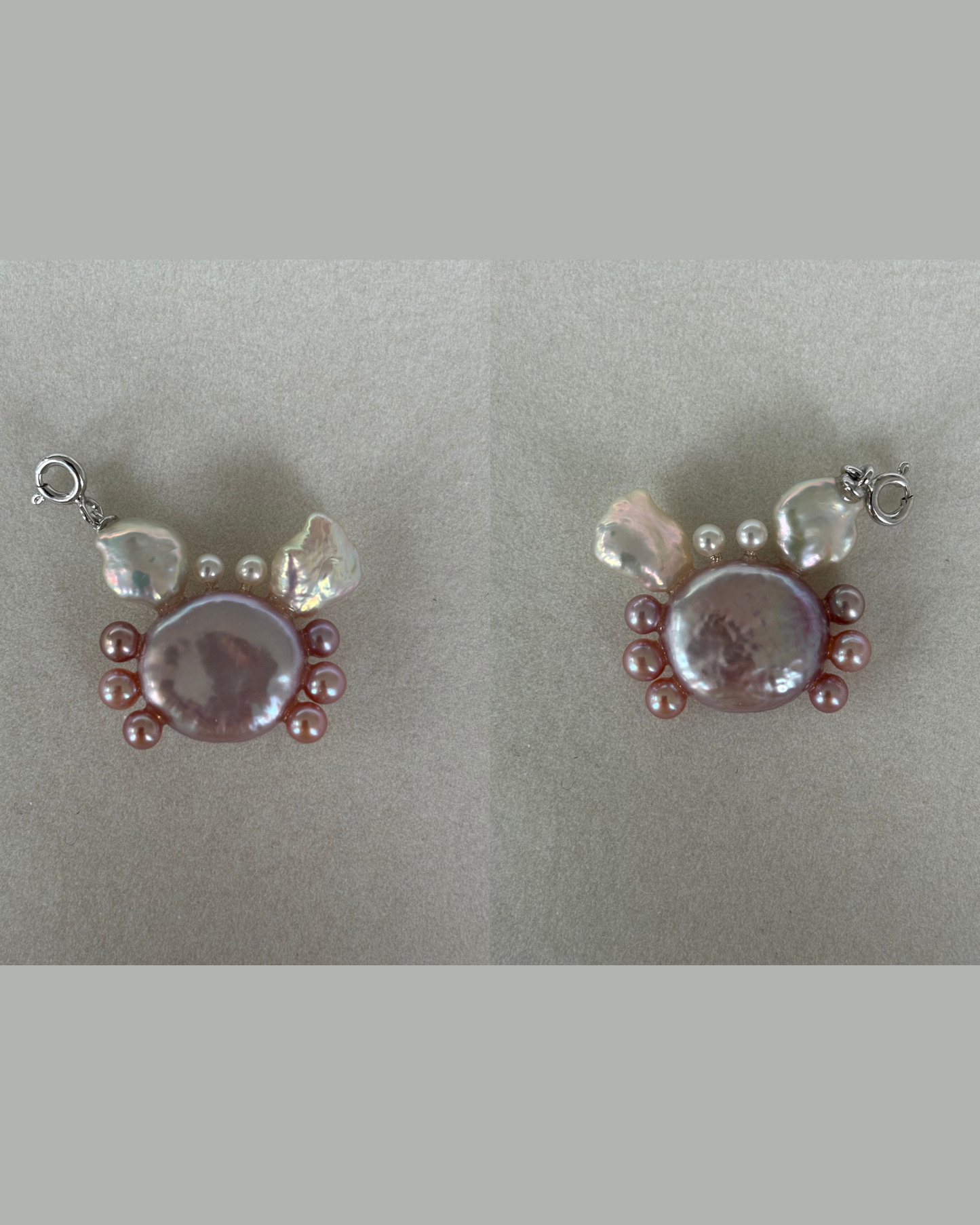 Handmade freshwater pearl crab pendant