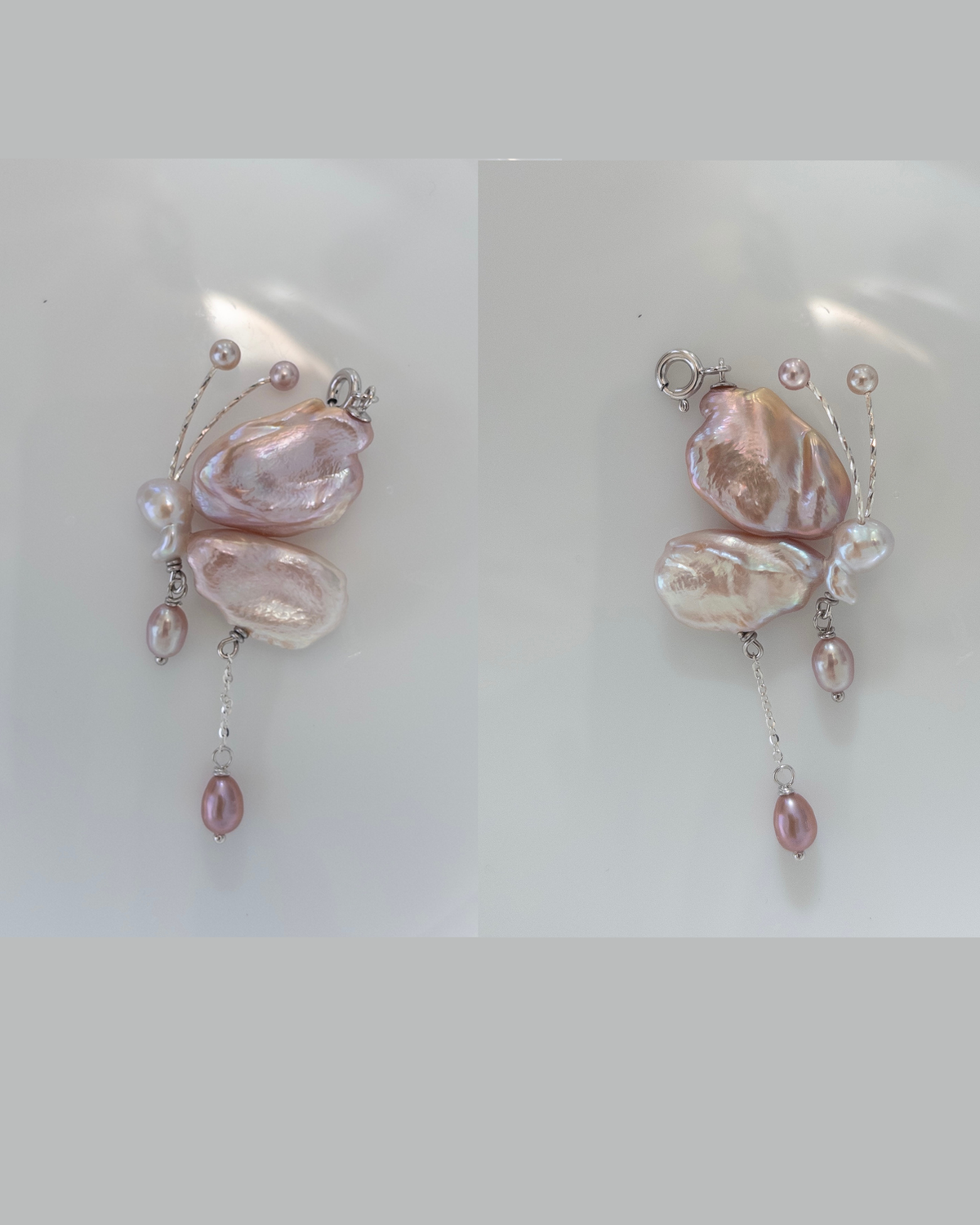 Handmade freshwater pearl butterfly pendant 3
