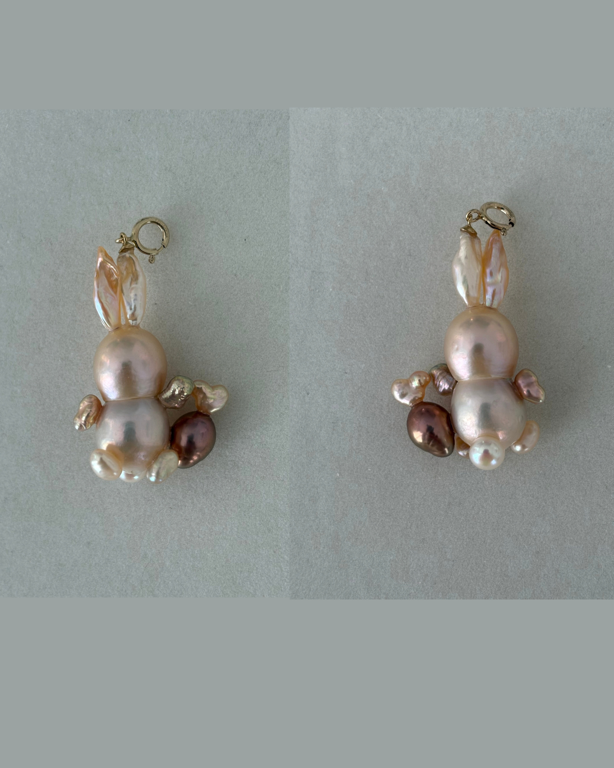 Handmade freshwater pearl bunny pendant 2