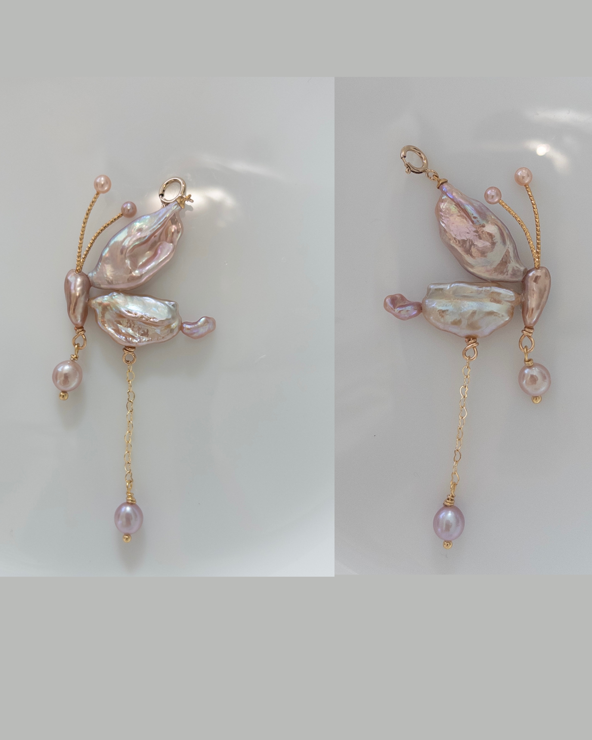Handmade freshwater pearl butterfly pendant 3