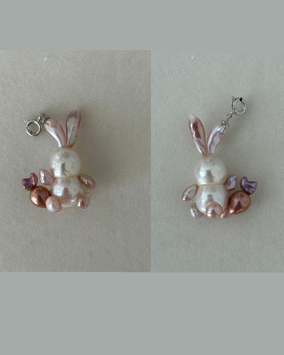 Handmade freshwater pearl bunny pendant 2
