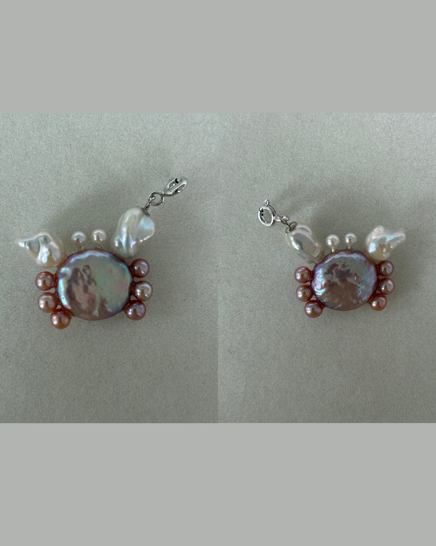 Handmade freshwater pearl crab pendant