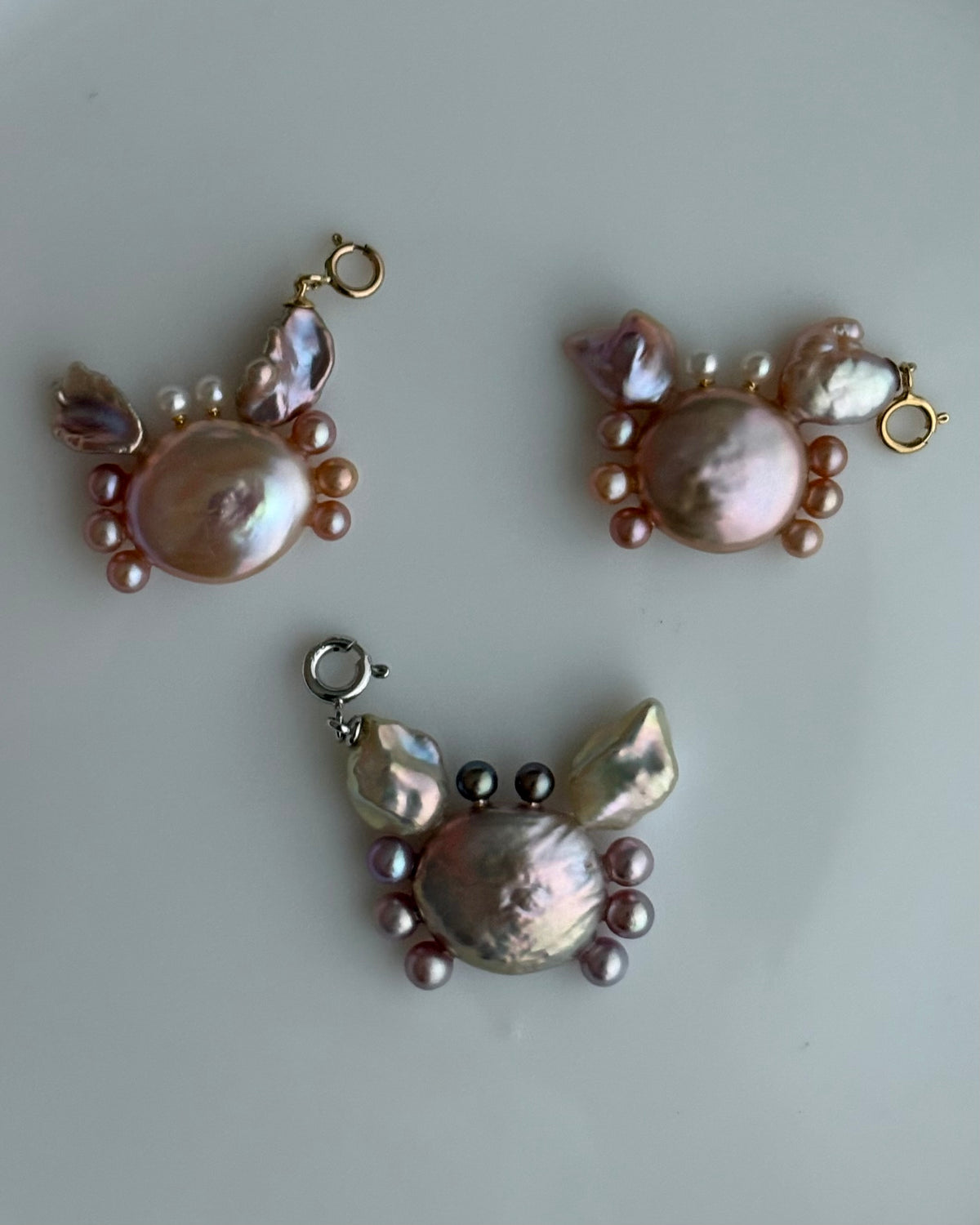 Handmade freshwater pearl crab pendant 2