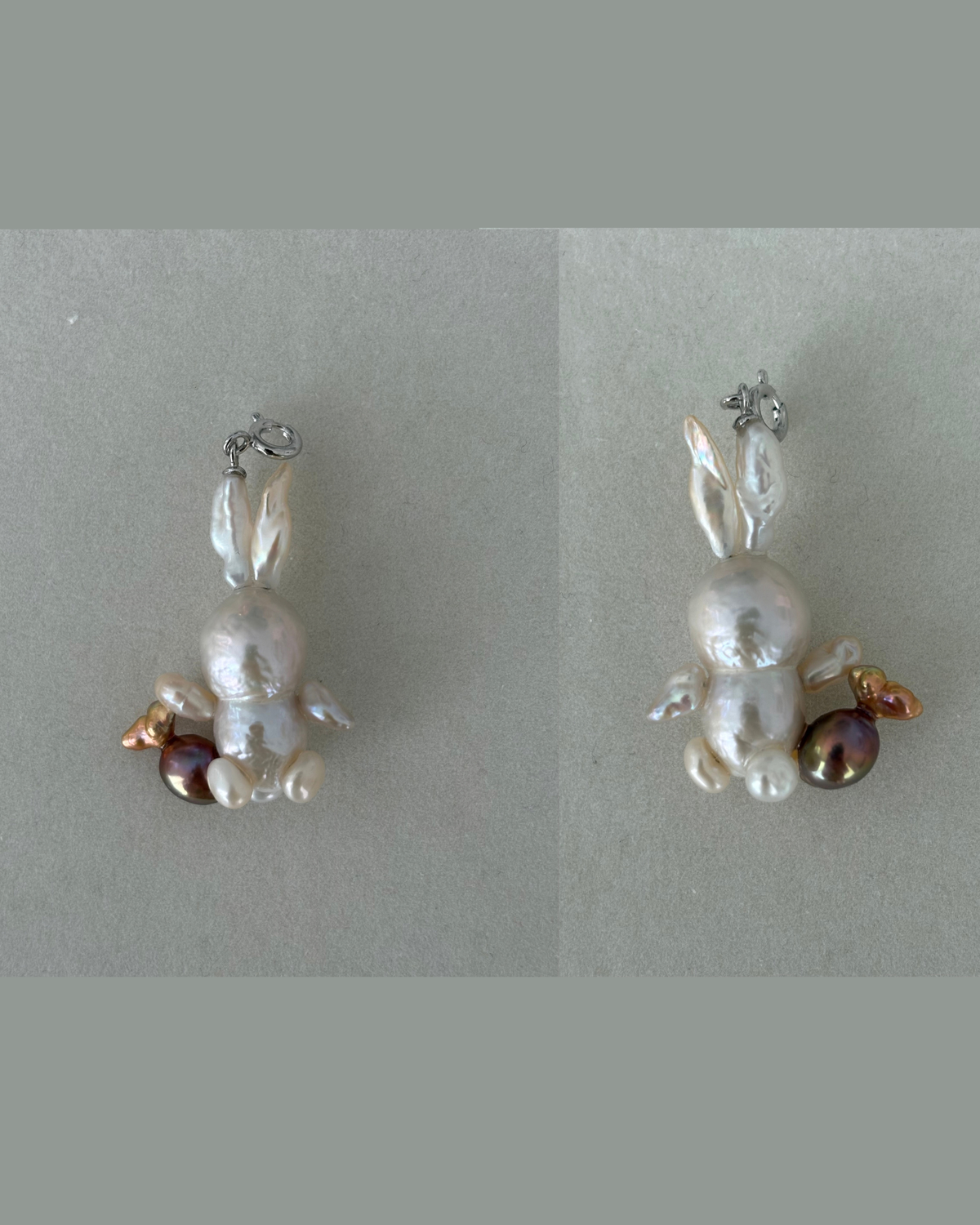 Handmade freshwater pearl bunny pendant 2