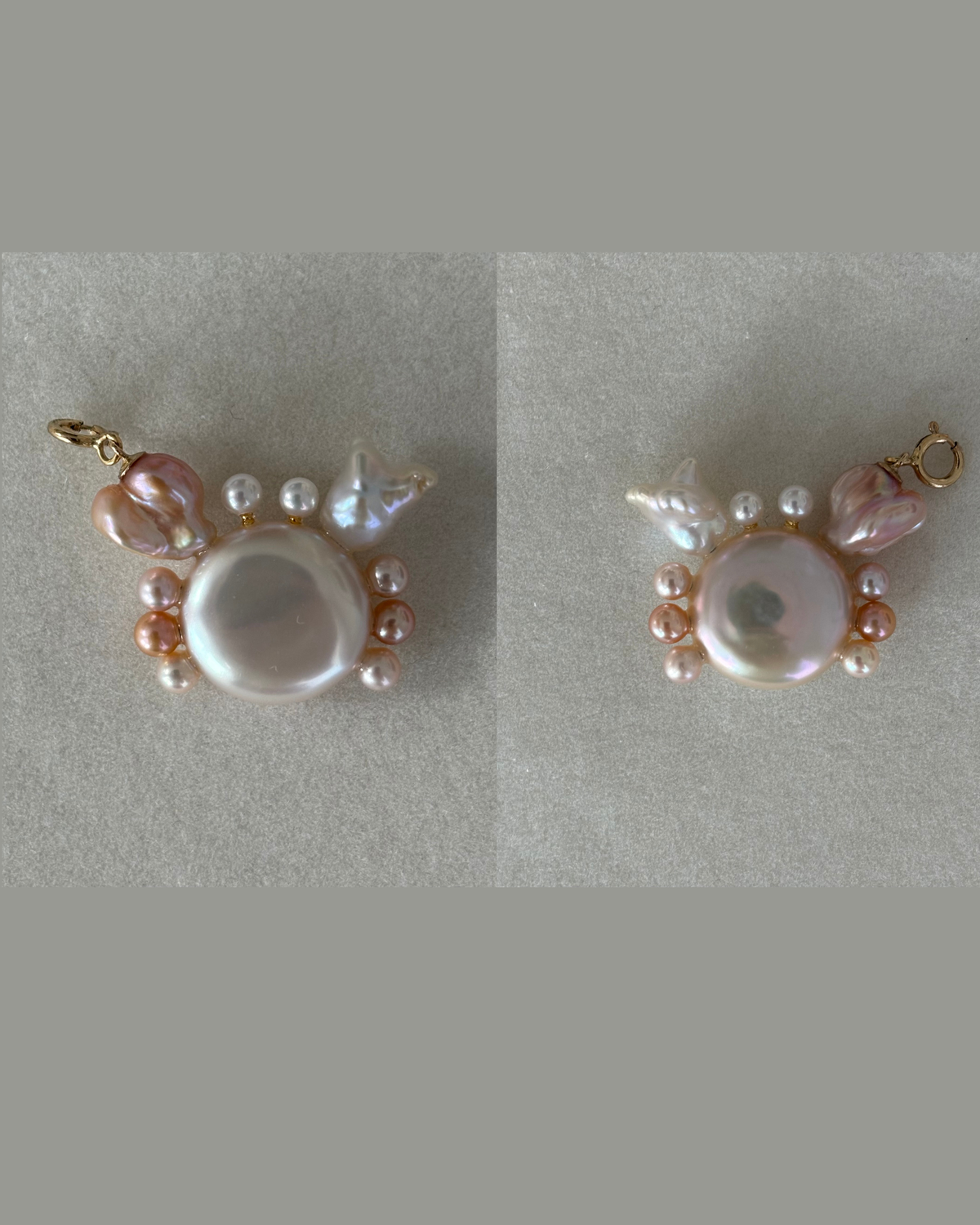 Handmade freshwater pearl crab pendant 3