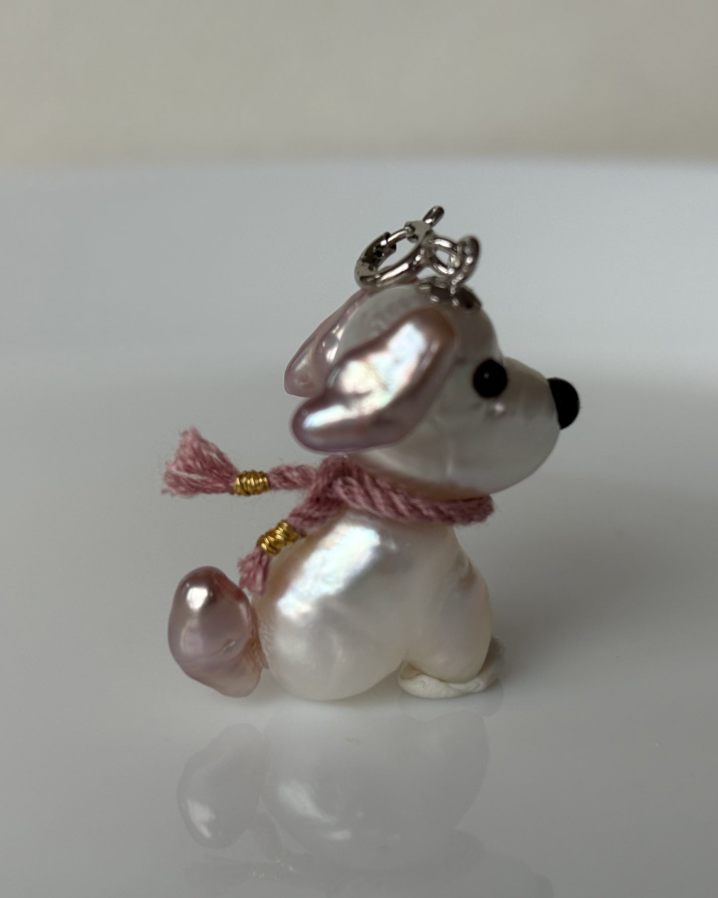 Handmade freshwater pearl dog pendant