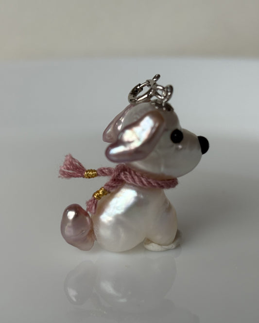 Handmade freshwater pearl dog pendant