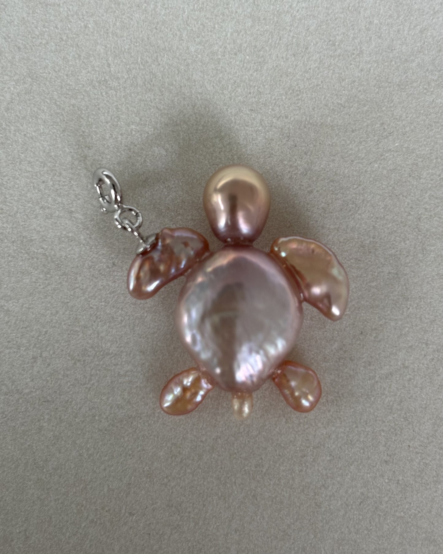 Handmade freshwater pearl turtle pendant