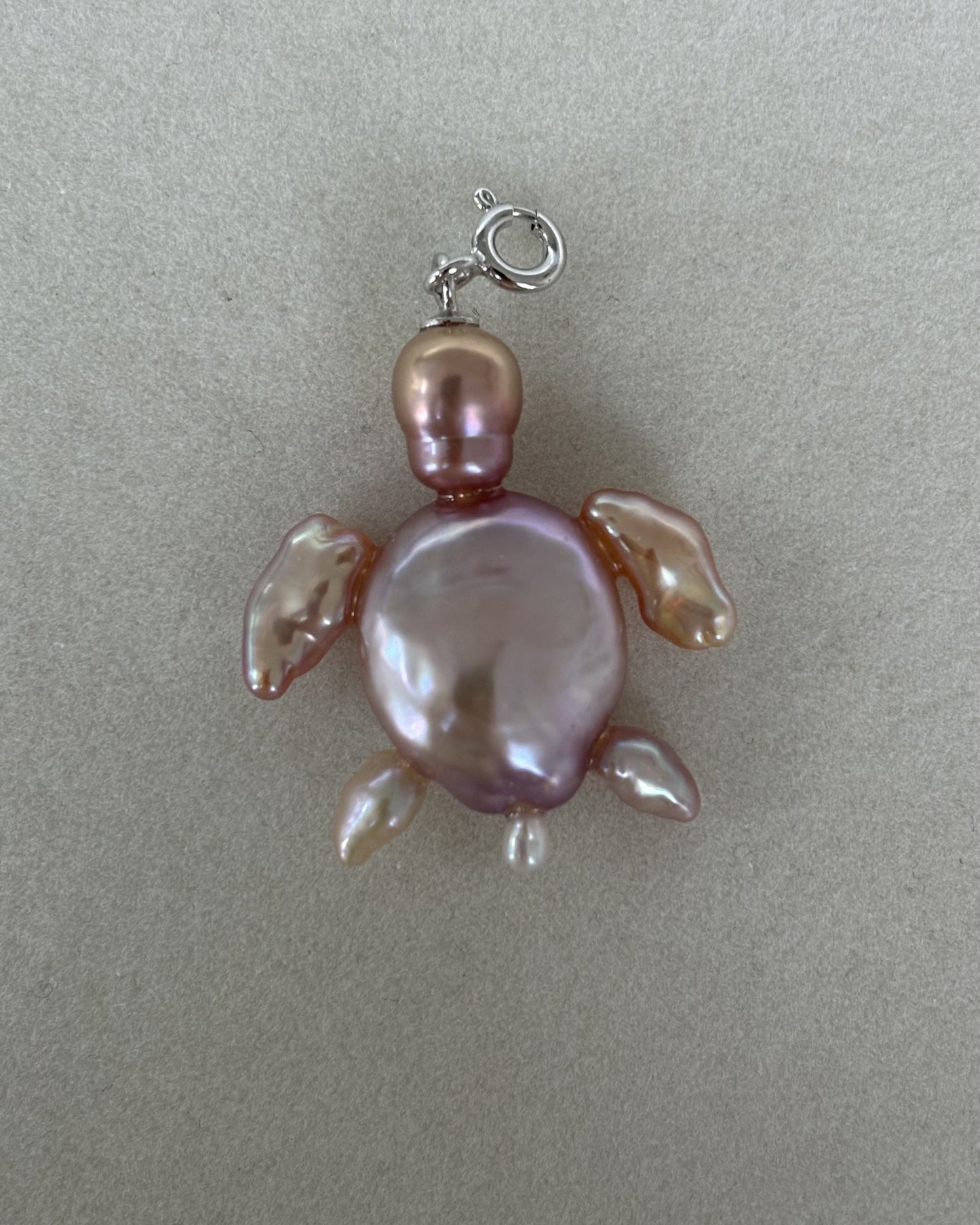 Handmade freshwater pearl turtle pendant