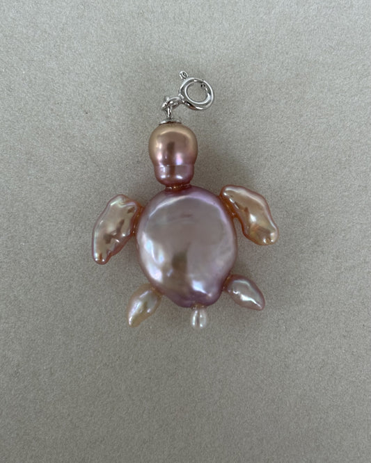 Handmade freshwater pearl turtle pendant