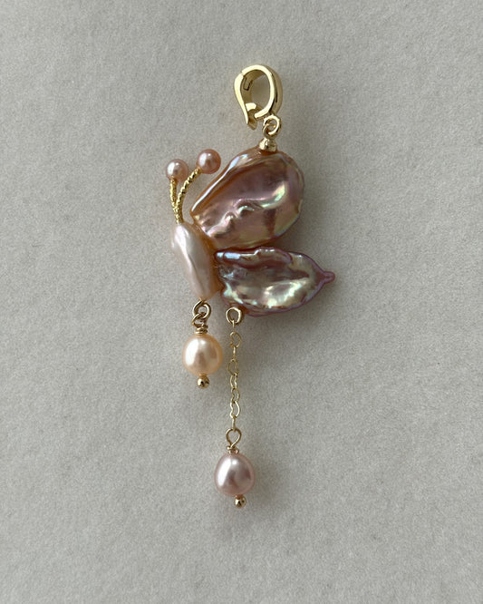 Handmade freshwater pearl butterfly pendant