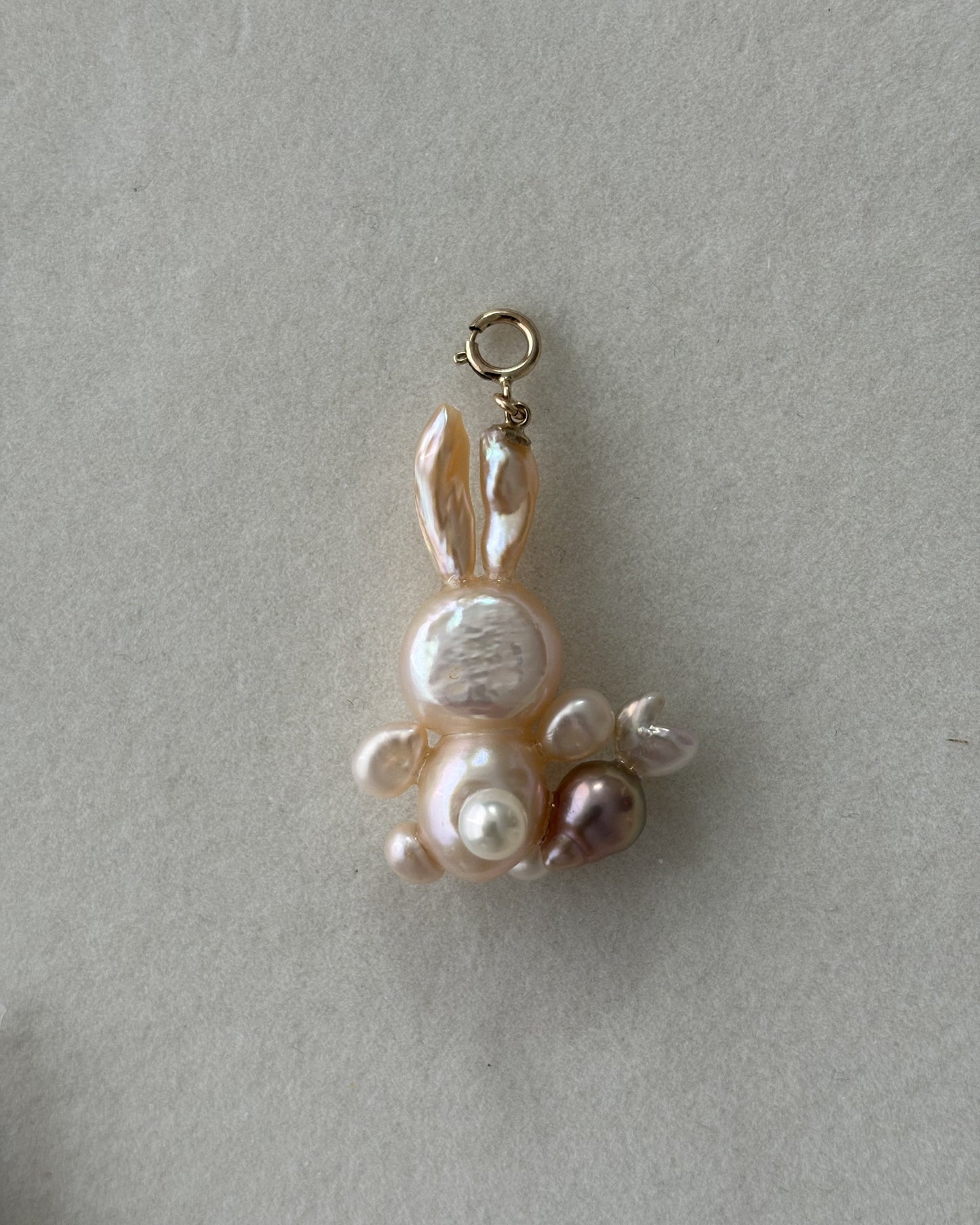 Handmade freshwater pearl bunny pendant