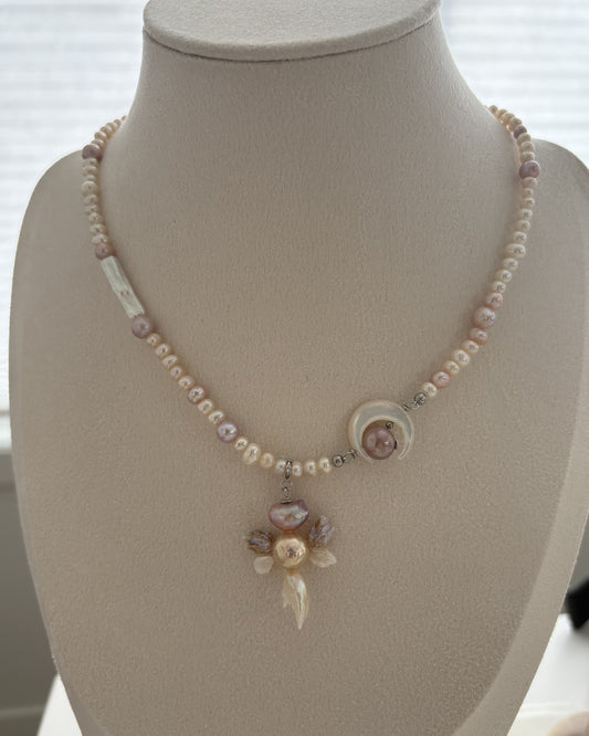 Handmade freshwater pearl wand pendant/necklace