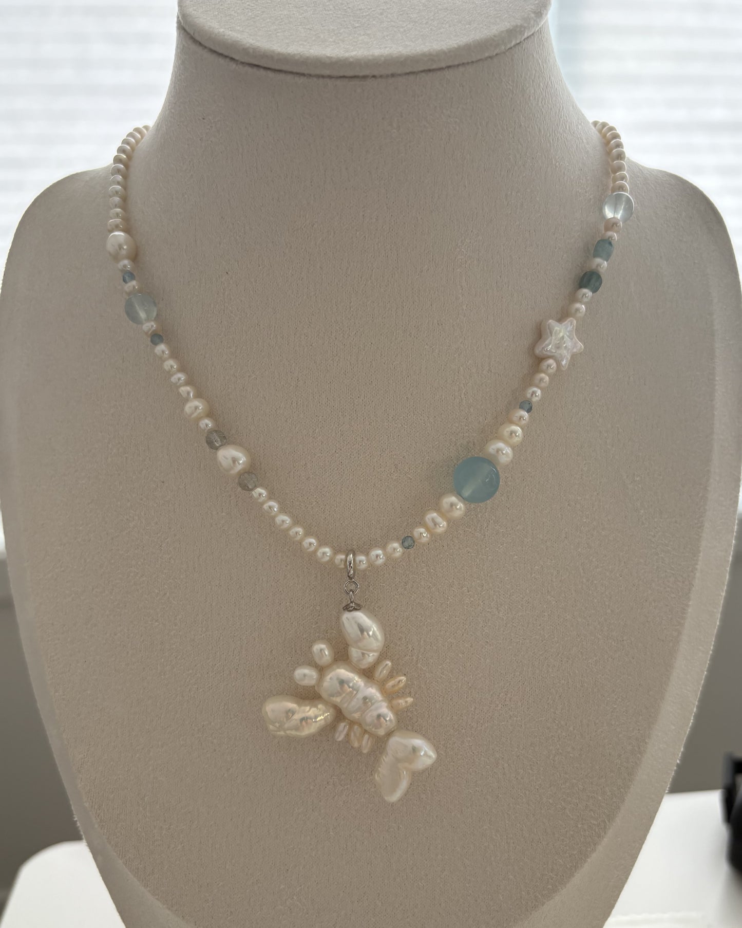 Handmade freshwater pearl lobster pendant/necklace