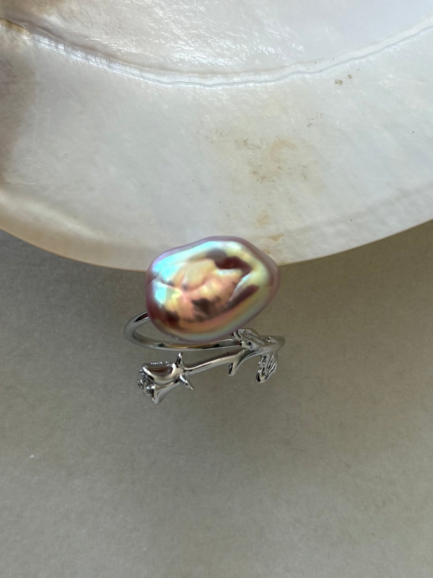 Baroque freshwater pearl rings S925 silver