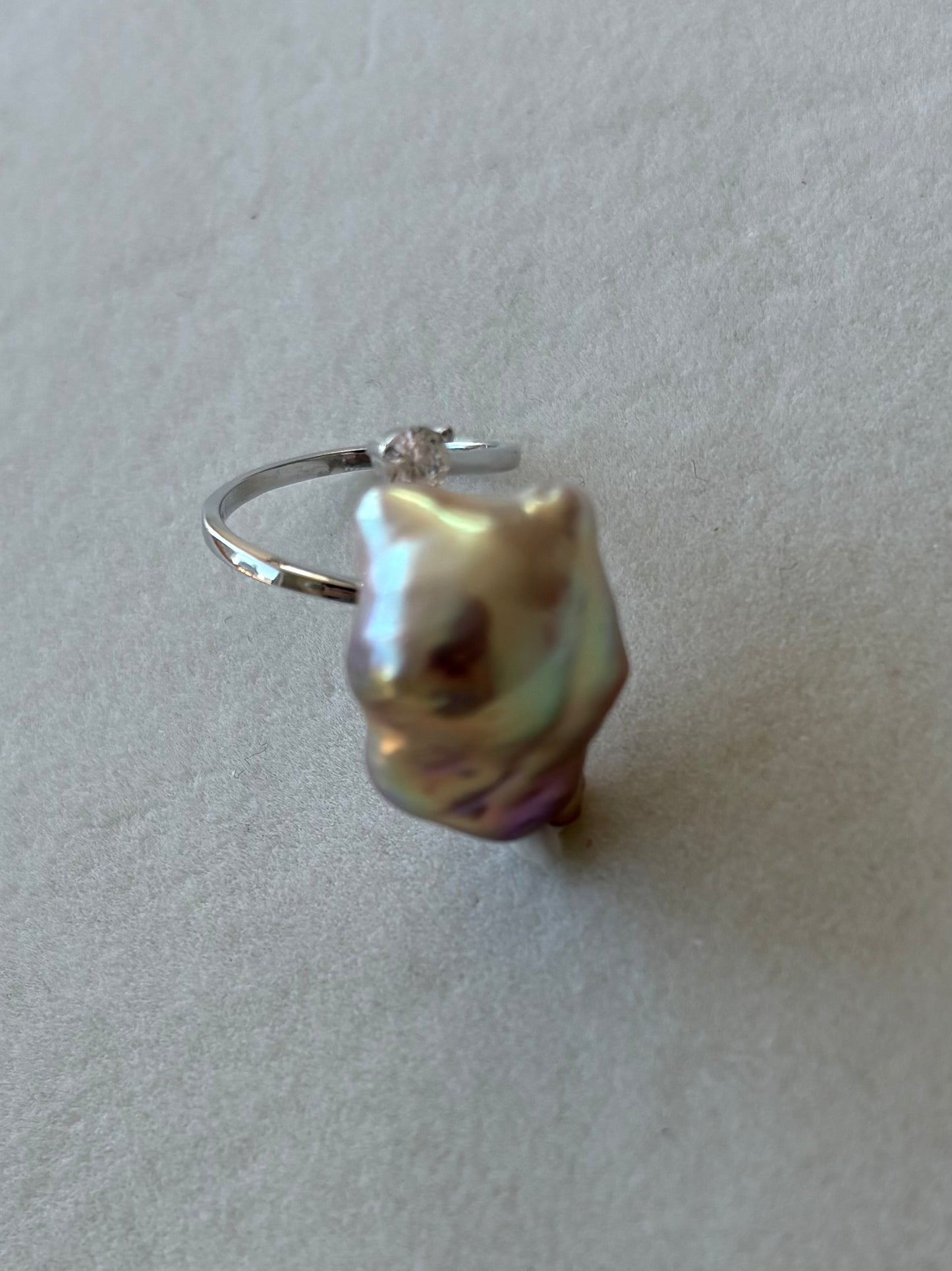 Baroque freshwater pearl rings S925 silver