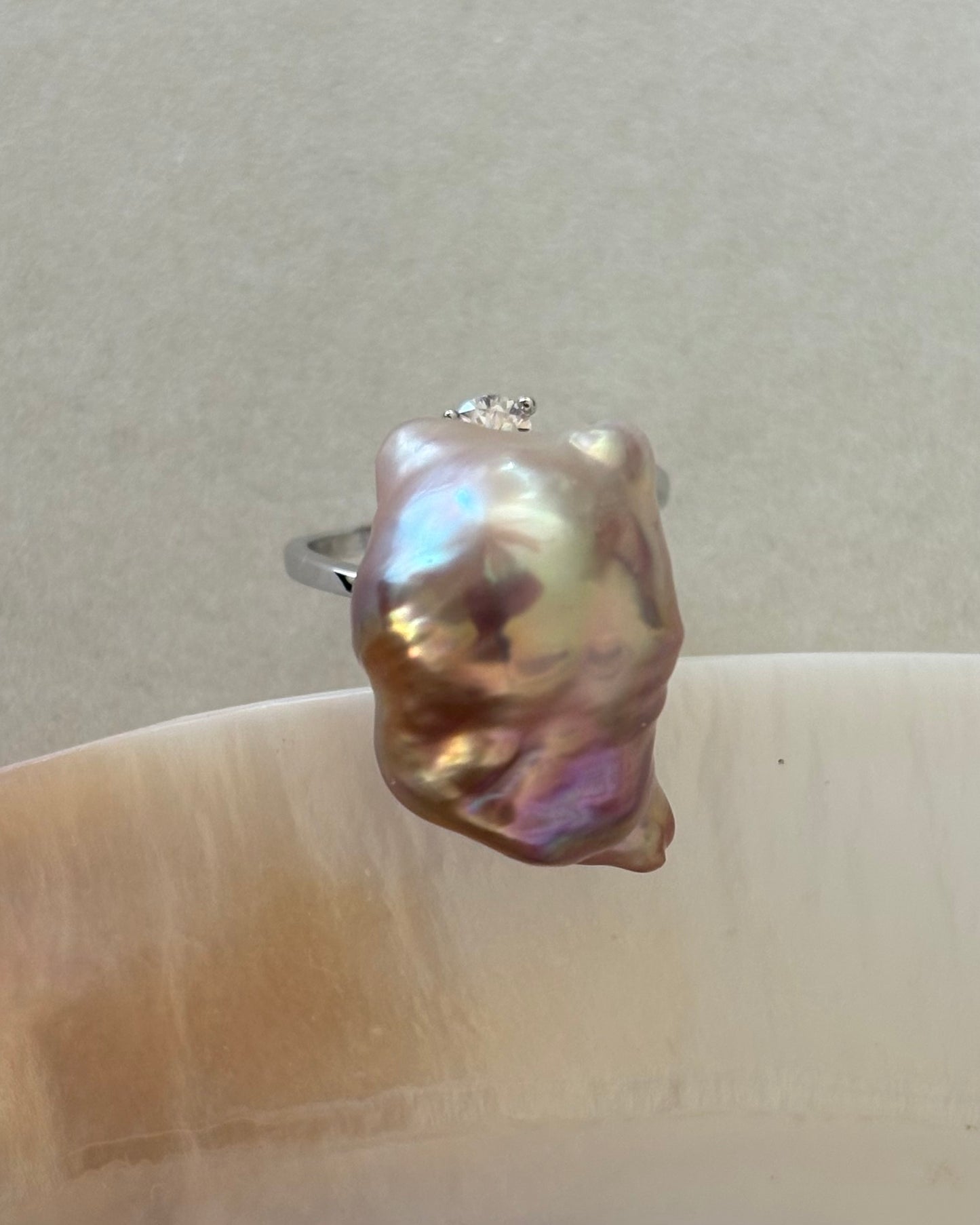 Baroque freshwater pearl rings S925 silver