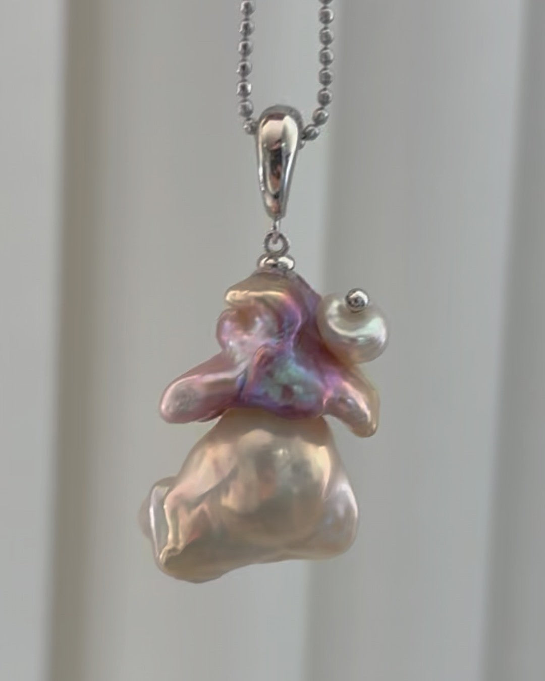 Handmade freshwater pearl ghost pendant/necklace