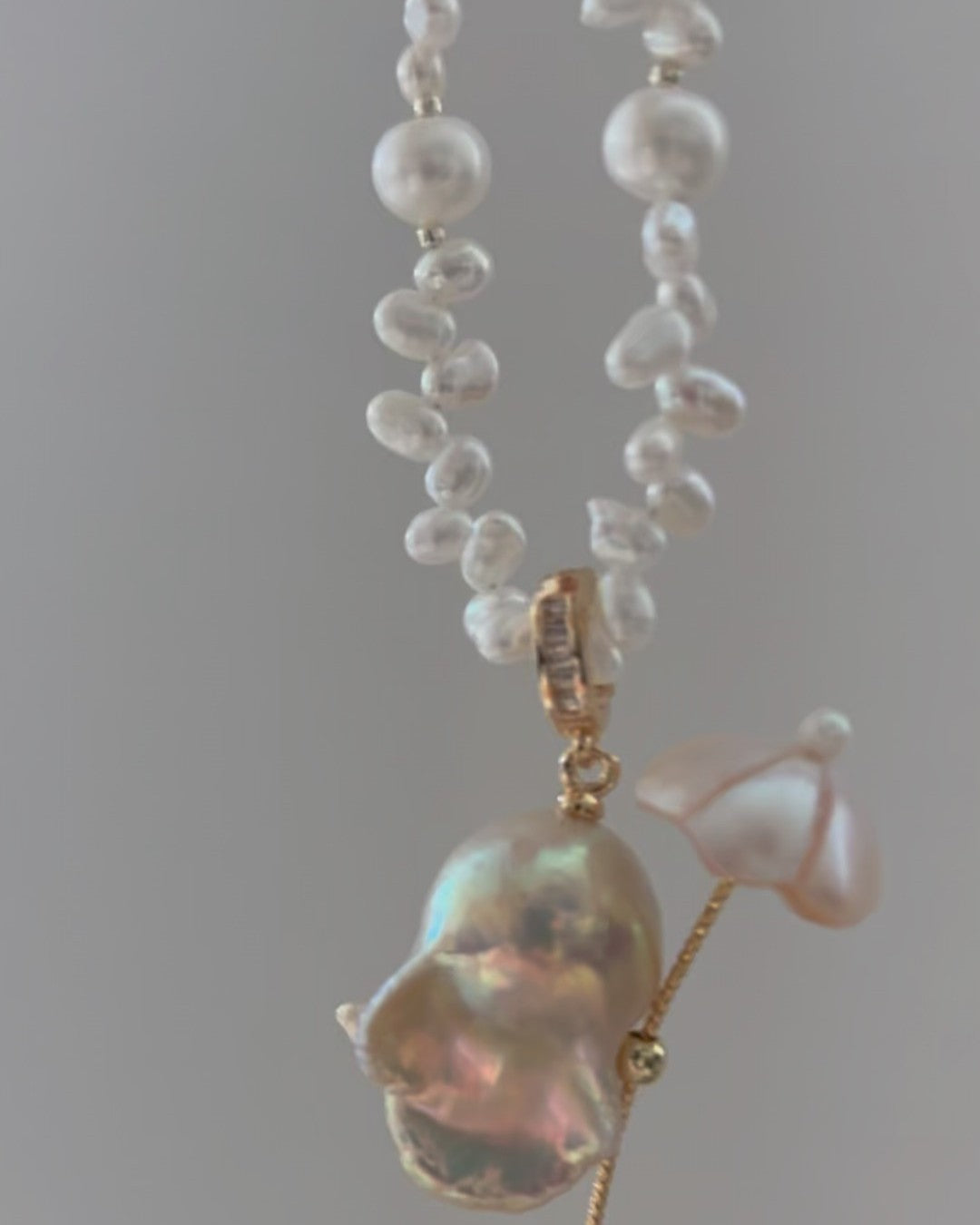 Handmade freshwater pearl ghost pendant/necklace