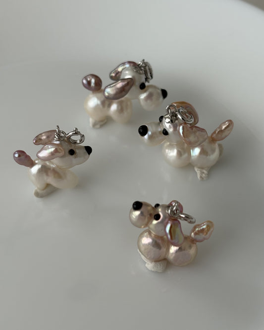 Handmade freshwater pearl dog pendant 2