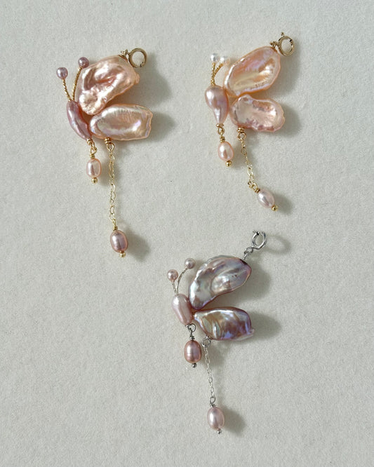 Handmade freshwater pearl butterfly pendant 2