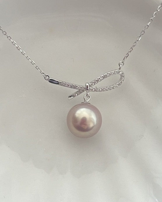 11.6mm pink freshwater pearl S925 silver necklace