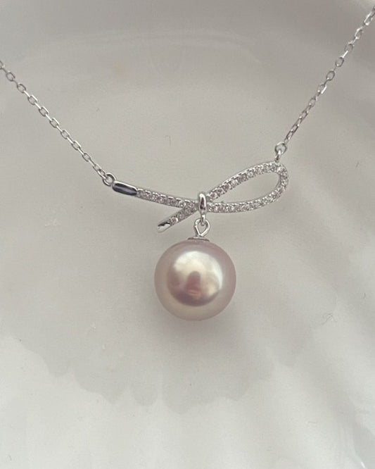 11.6mm pink freshwater pearl S925 silver necklace