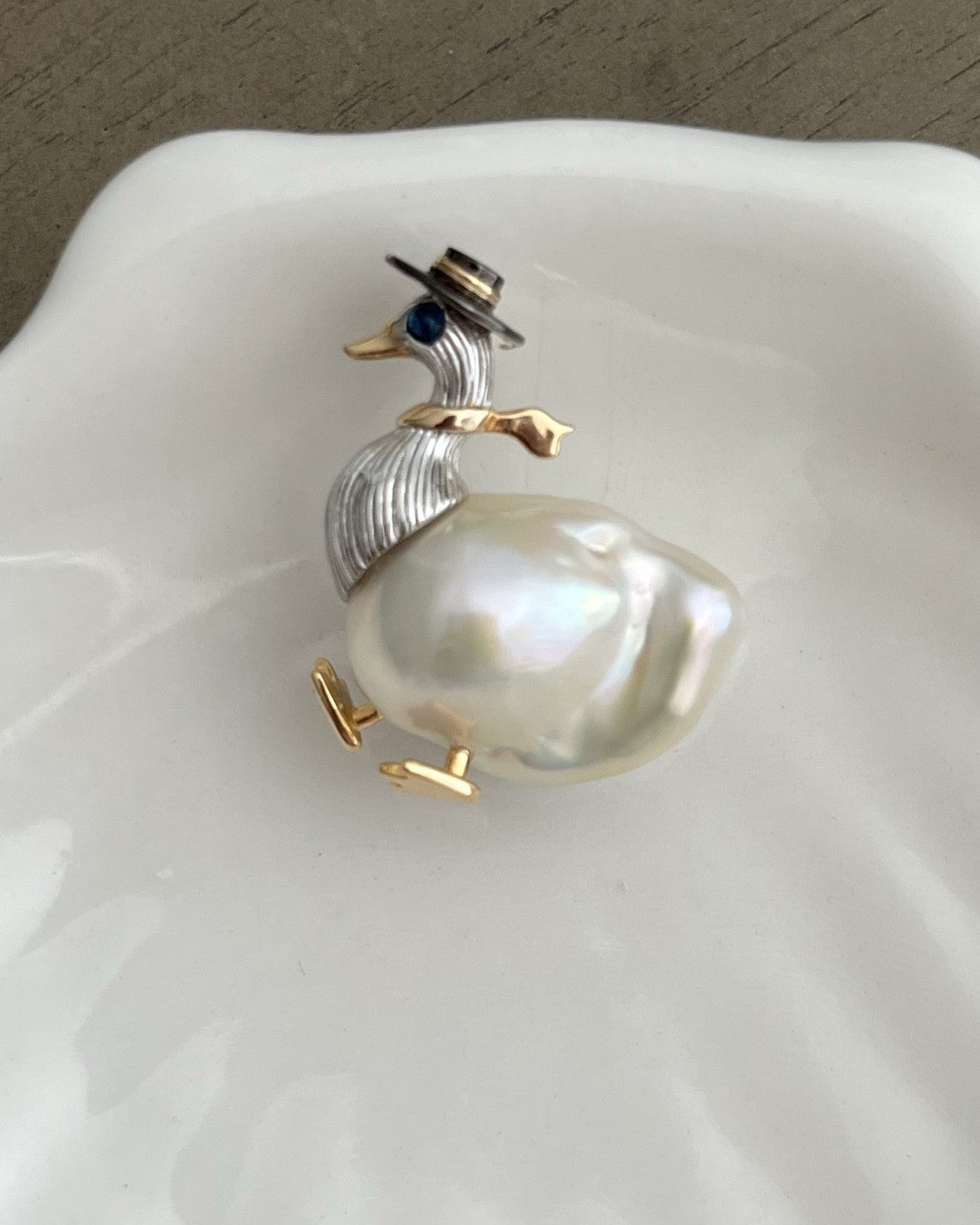 Handmade freshwater pearl duck pendant