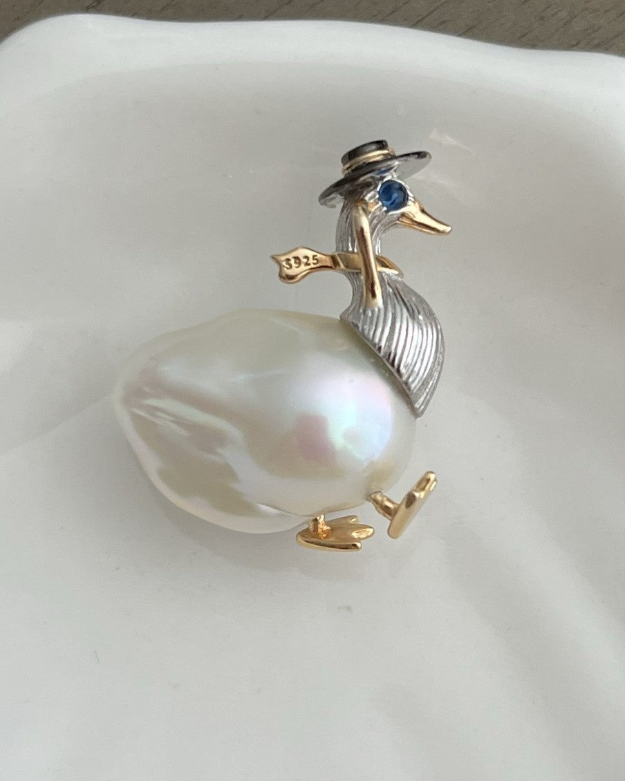 Handmade freshwater pearl duck pendant