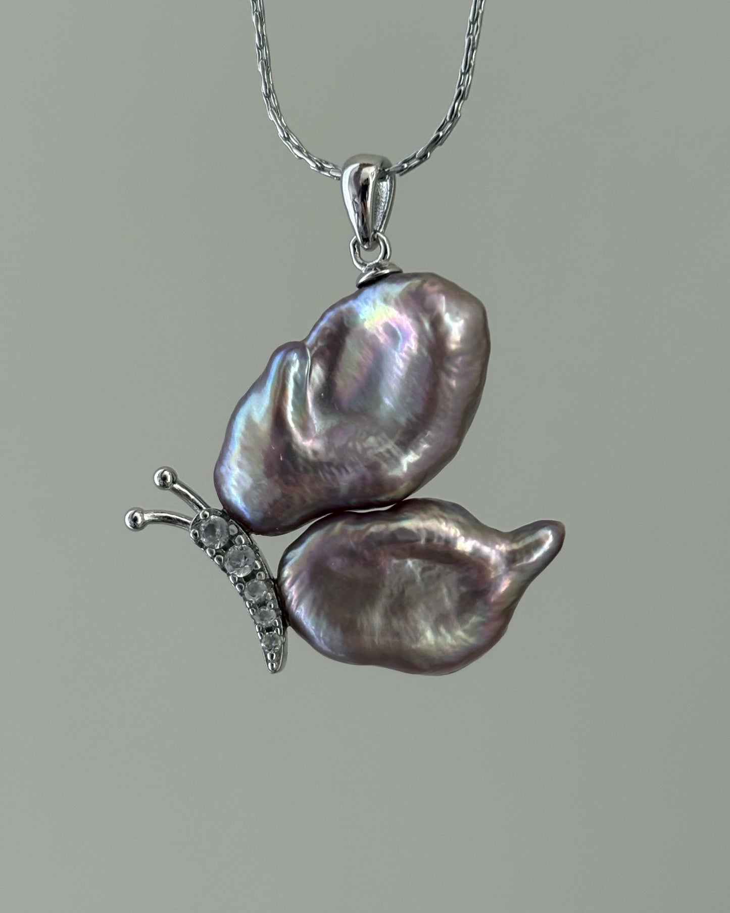 Handmade freshwater pearl butterfly pendant