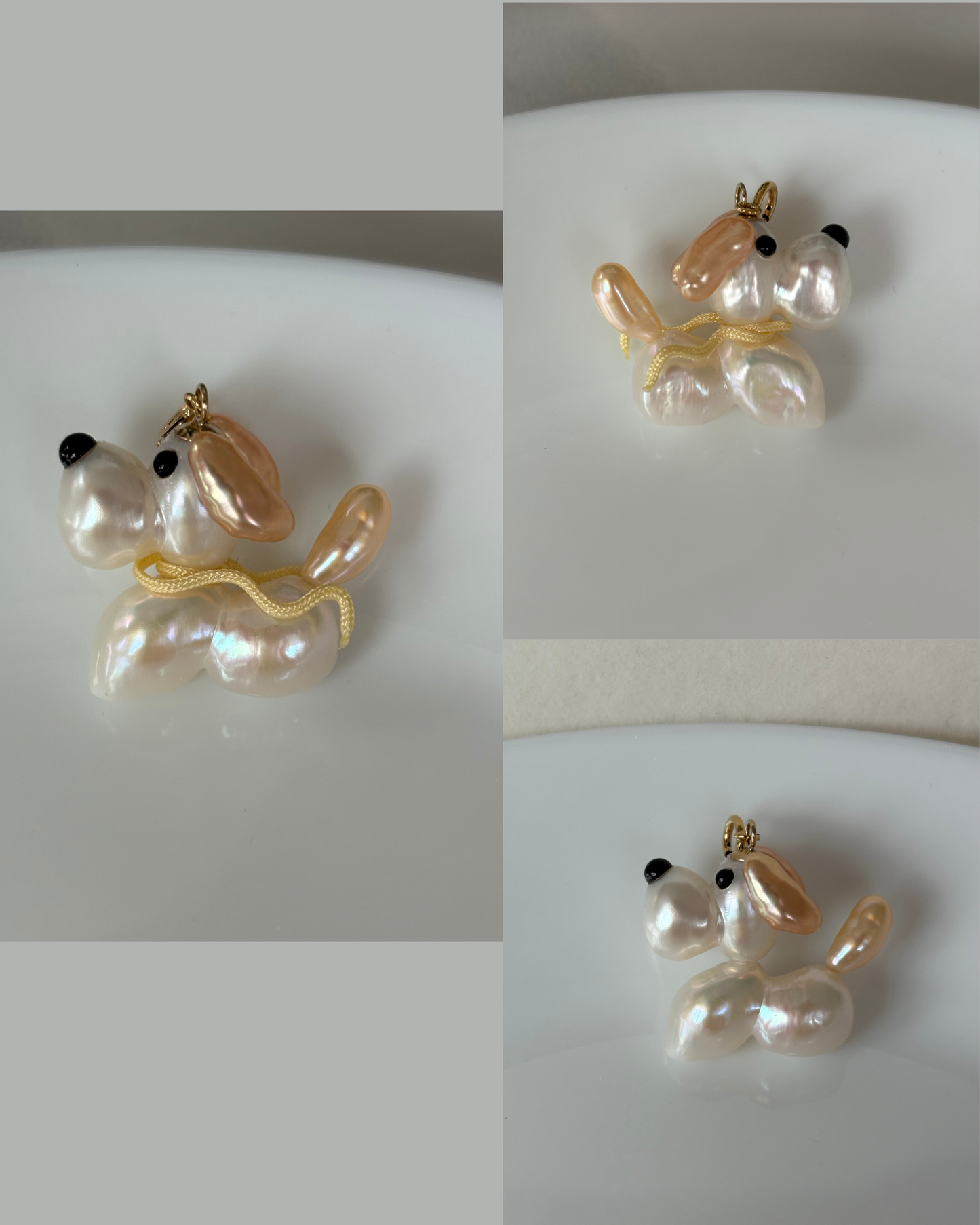 Handmade freshwater pearl dog pendant
