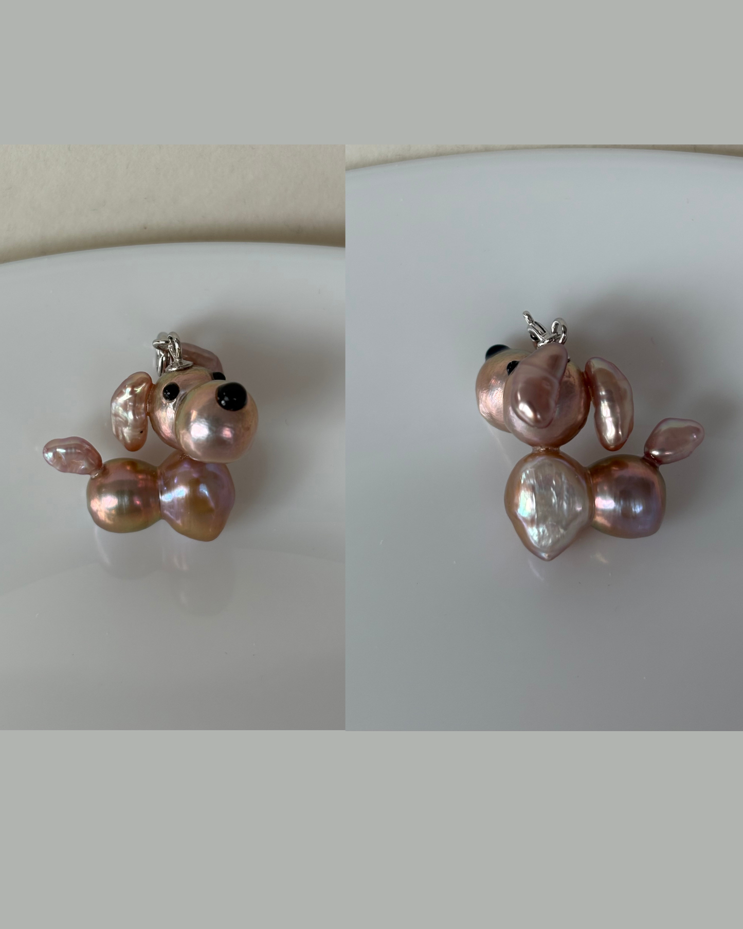Handmade freshwater pearl dog pendant