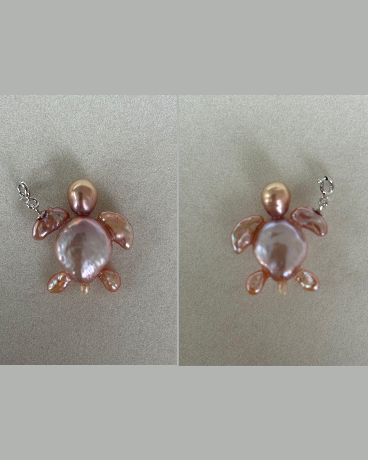 Handmade freshwater pearl turtle pendant