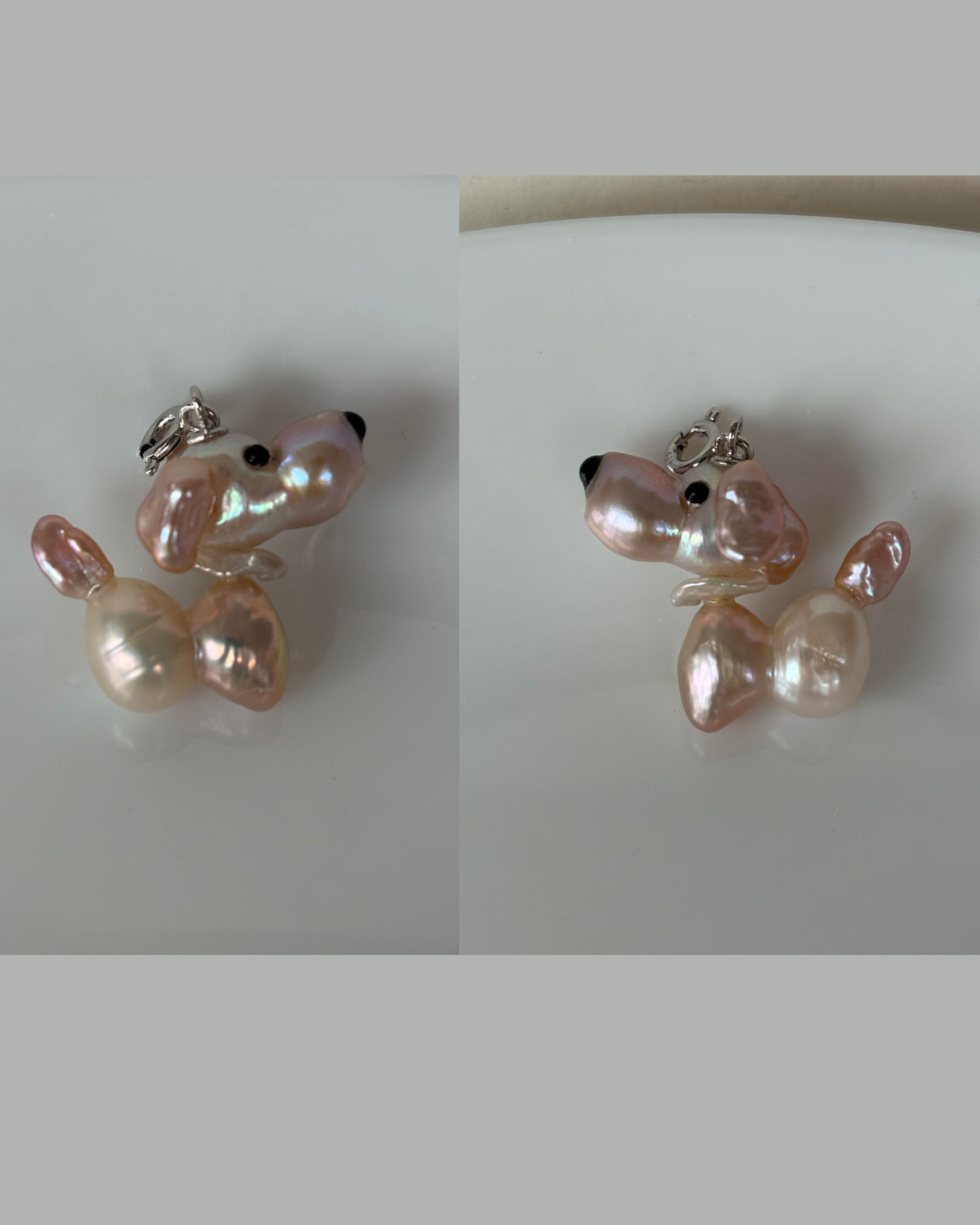 Handmade freshwater pearl dog pendant