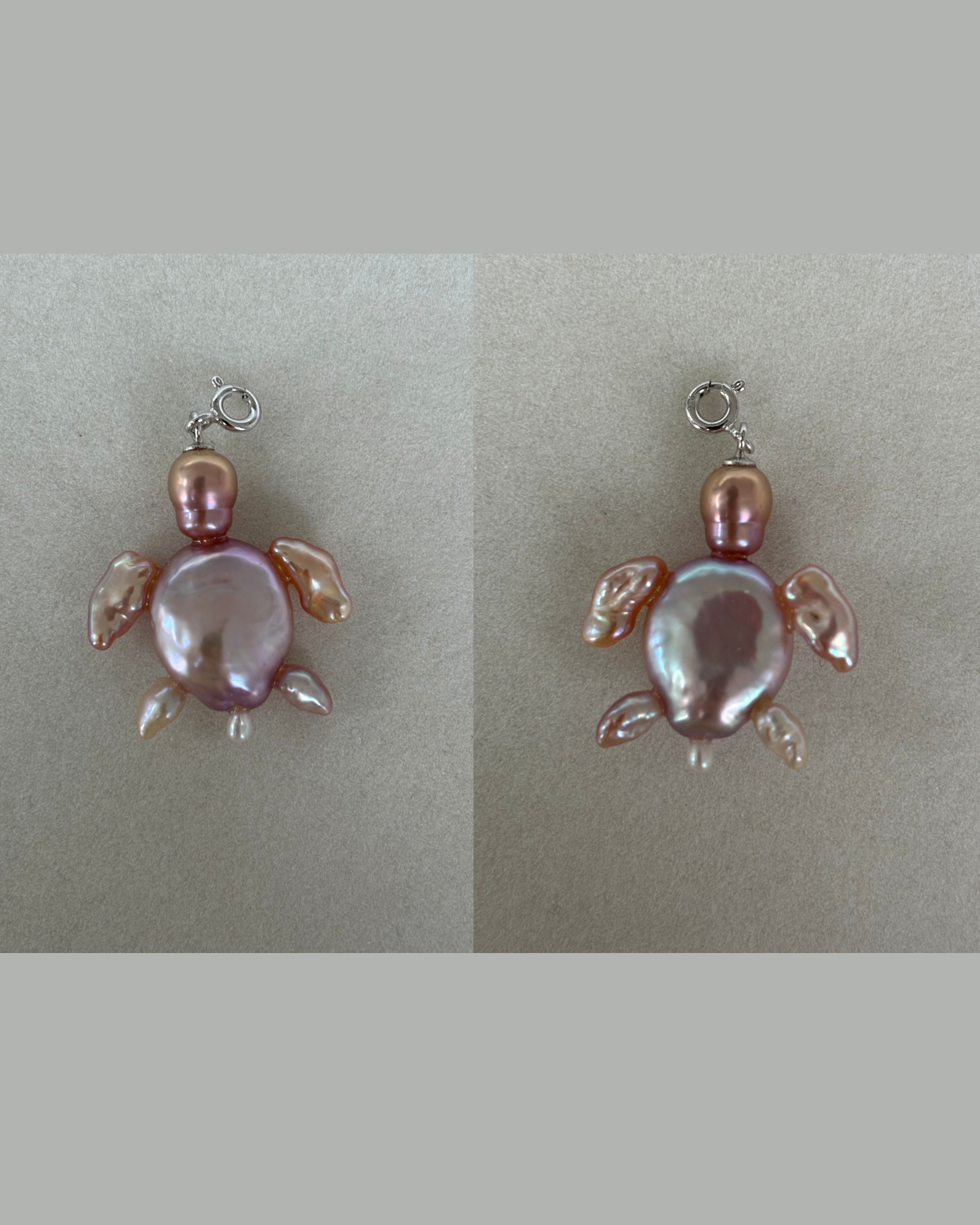 Handmade freshwater pearl turtle pendant