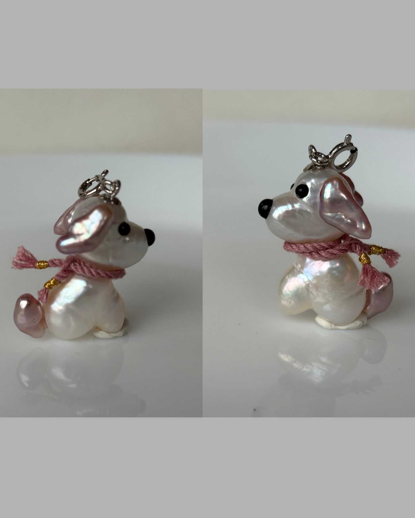 Handmade freshwater pearl dog pendant