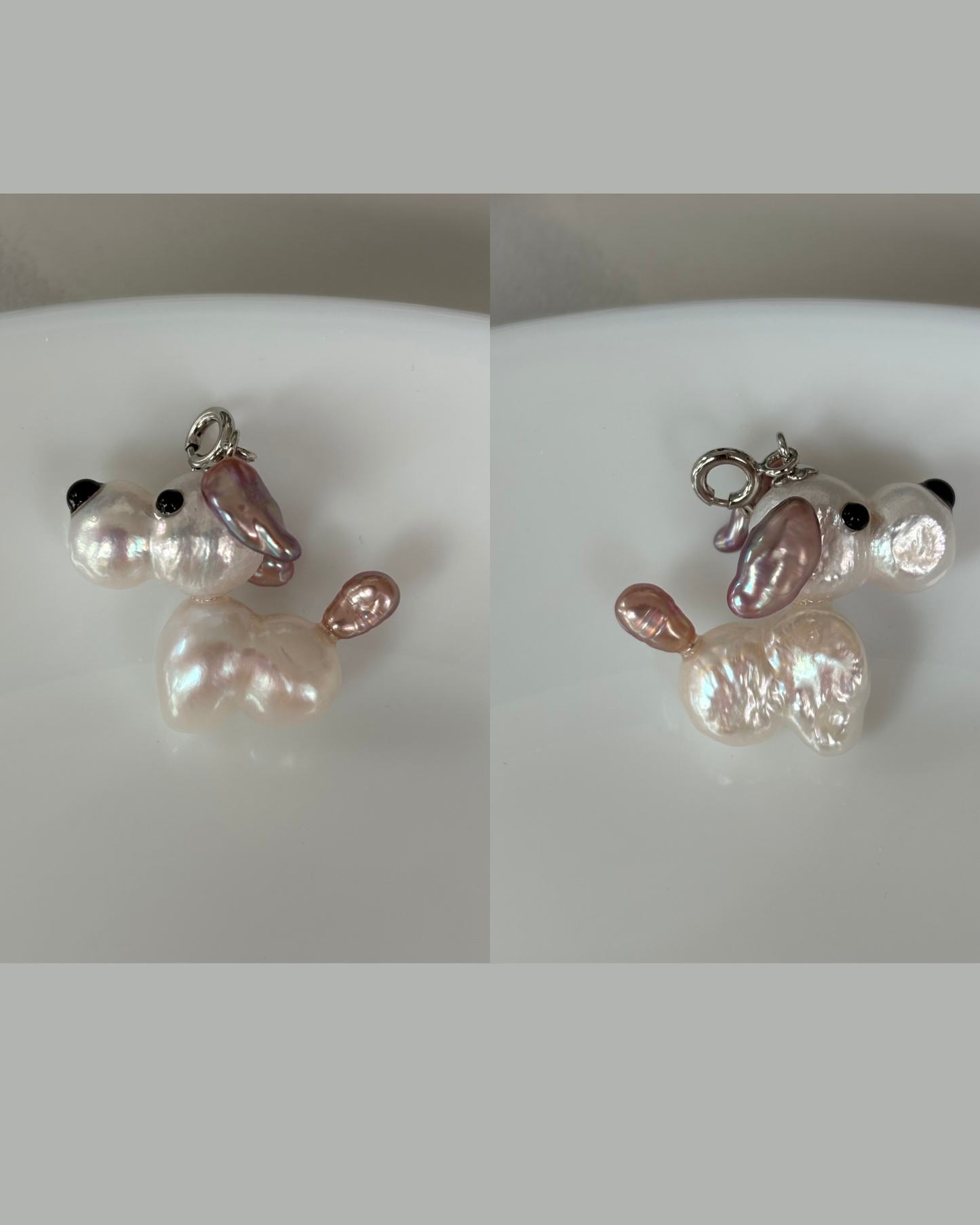 Handmade freshwater pearl dog pendant