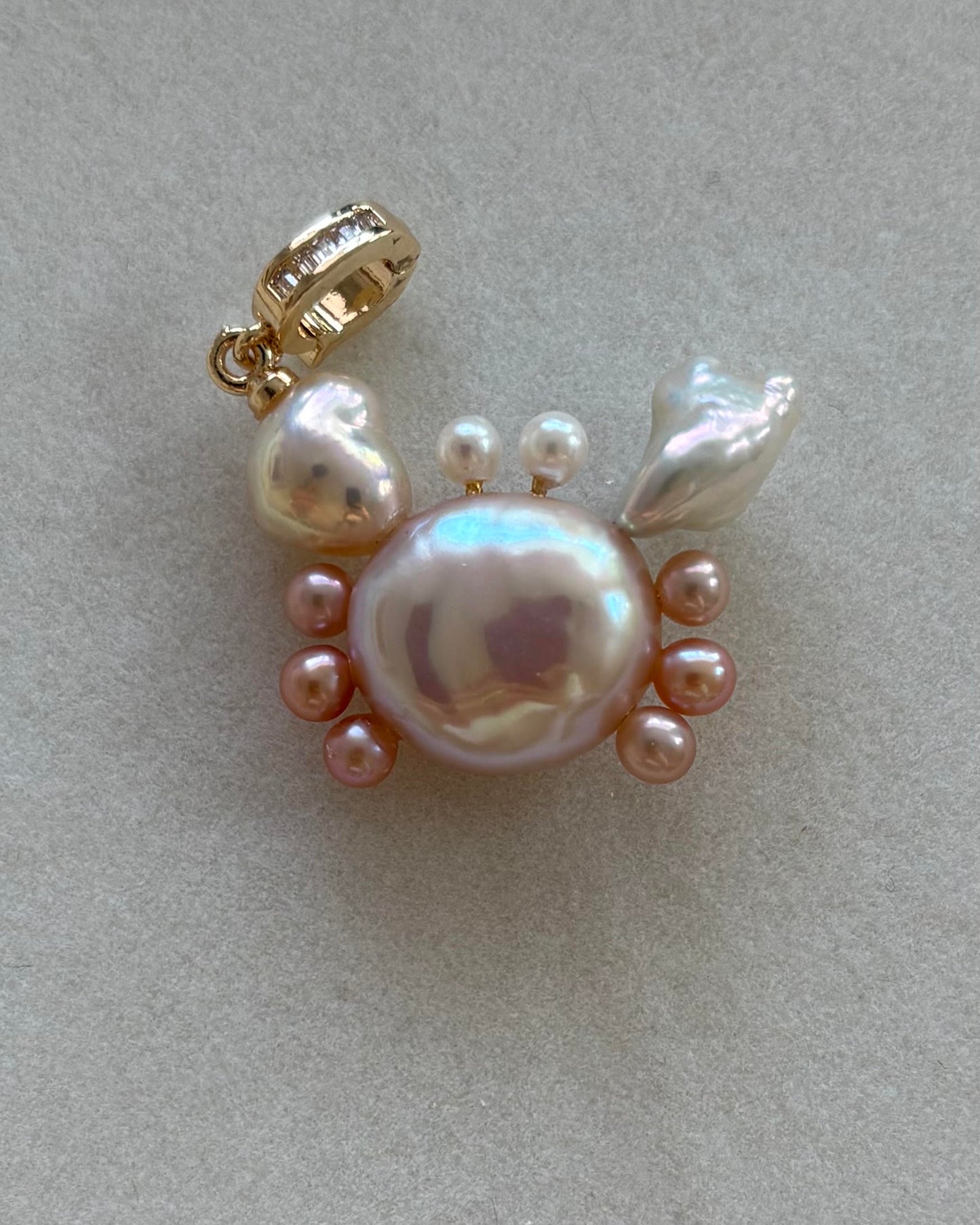 Handmade freshwater pearl crab pendant